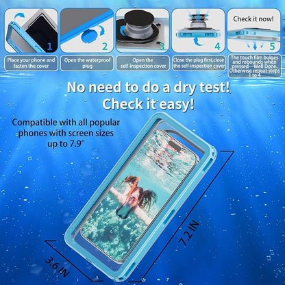 Waterproof Phone Pouch 7.5'',Cruise Essentials IPX8 Waterproof Floating Phone Case/Bag with Lanyard for Snorkeling with Unterwater Touch/Photo for iPhone 17/16/15/14 Pro Max Samsung Galaxy S25 Ultra
