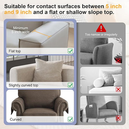 KindGa Couch Cup Holder Tray，Super Large Silicone Sofa Armrest Tray with Side Pockets，Anti-Slip Couch Caddy for Drinks/Phone/Remote/Snacks Sofa Table Organizer，Fathers Day Dad Gifts -Slate Gray