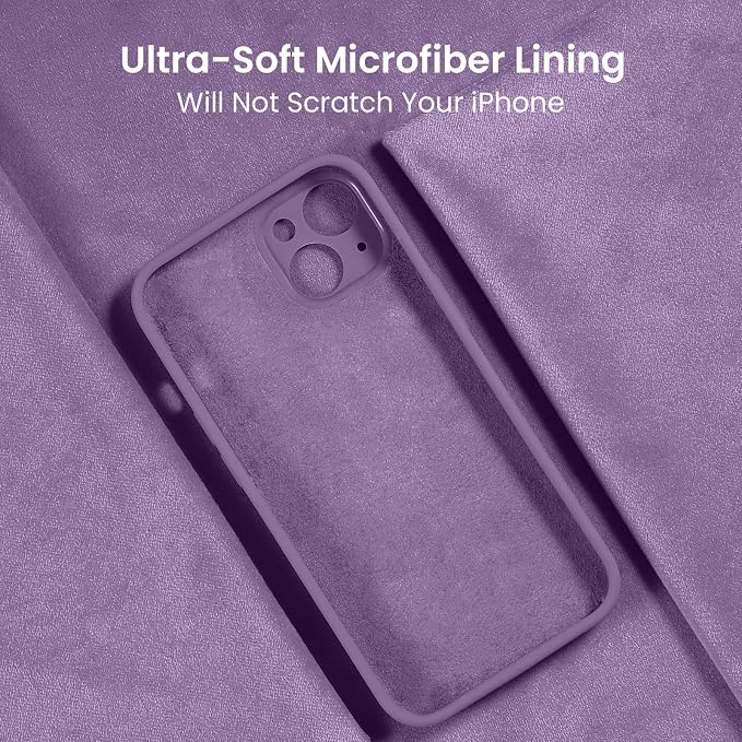 FireNova Designed for iPhone 13 Case, Silicone Upgraded [Camera Protection] Phone Case, Soft Anti-Scratch Microfiber Lining Inside, 6.1 inch, Light Purple