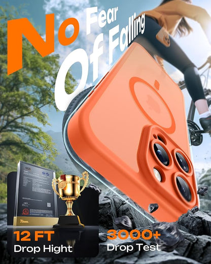 TOCOL for Phone 16 Pro Case, Compatible with Magsafe Charger, Full Camera Protection, Drop Protection, Translucent Matte Phone Case for iPhone 16 Pro 6.3 inch (Orange)
