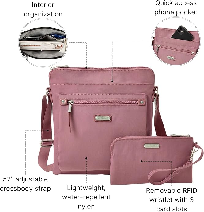 Baggallini womens Go Bagg With Rfid Phone Wristlet