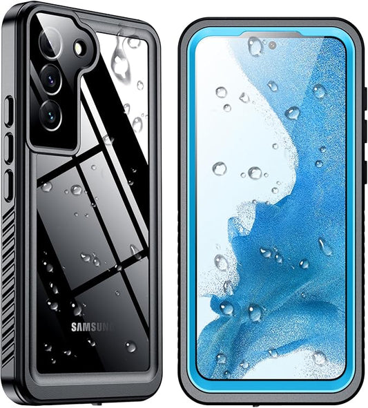 SPIDERCASE for Samsung Galaxy S22 Waterproof Case,[12FT Military-Grade Drop Protection] IP68 Water Resistance [Built-in Screen Protector] Full Body Sealed Protection Phone Case 6.1", Blue