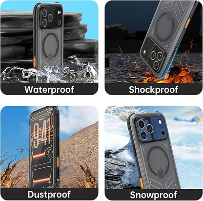 for iPhone 17 Pro Max Waterproof Case, Fit for Magsafe, IP68 Full Body Shockproof Dustproof, Built-in Camera Control and Screen Protector, 16FT Heavy Duty Military, 6.9" Black