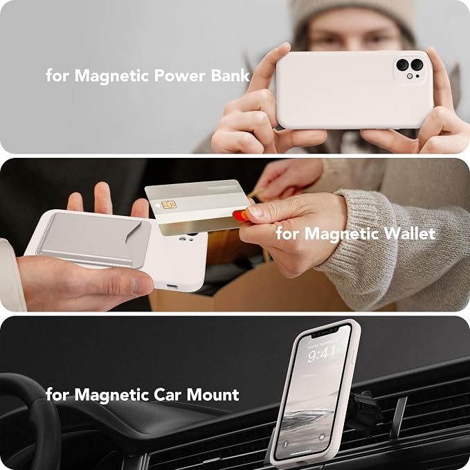 Magnetic for iPhone 11 Phone Case Silicone, Compatible with MagSafe, [Full Camera Protection][Screen Protector] Slim Shockproof Protective Case for iPhone 11 6.1", Stone