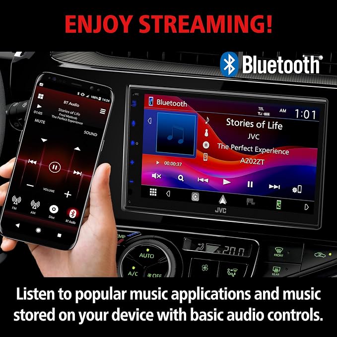 JVC KW-M690BW 6.8" Capacitive Touchscreen Car Stereo – Wireless Apple CarPlay & Android Auto, Bluetooth, USB Mirroring, 13-Band EQ