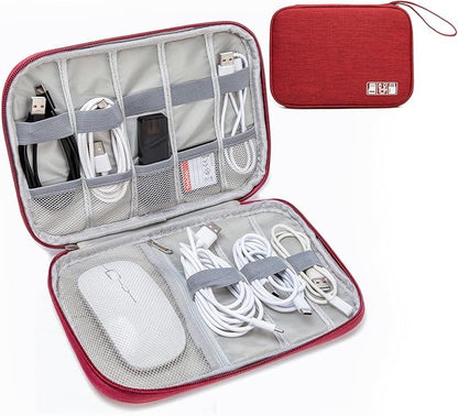 Cord Organizer Travel Case, Cable Organizer Bag for Chargers, USB Cables, Power Bank & Electronics Accessories, Portable Tech Organizer Pouch with Mesh Pockets, Water Resistant Travel Gear Bag