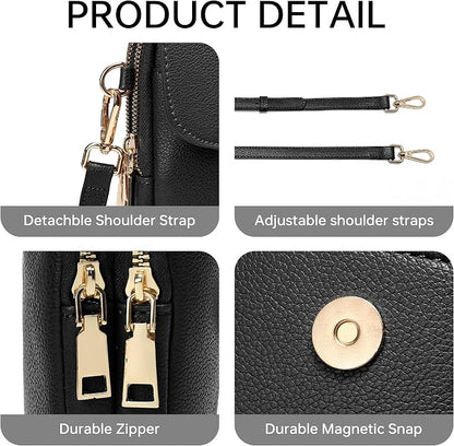 Small Crossbody Bags for Women Leather Multi Pocket Cell Phone Purse with RFID Blocking Card Slots for Everyday Use