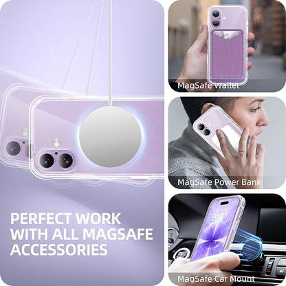 BERFY for iPhone 17 Case, Compatible with MagSafe, Built-in Glass Screen Protector, Camera Protection, Shockproof Full Body Phone case 6.3", Clear