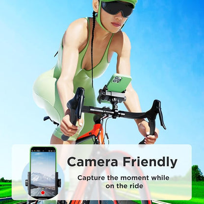 Bike Phone Mount Holder No Block Camera Motorcycle Cell Phone Holder Quick Lock 360° Rotate for iPhone 16 Pro Max for Samsung S25 Ultra 5.4''-7.2'' Smartphone