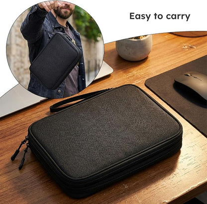 CAAORDKSO Electronics Travel Organizer, Electronic Accessories Carry Case Waterproof Double Layers Storage Bag Travel Essentials for Cord, Cable, Charger, USB, Power Bank, Earphone (Black, X-Large)
