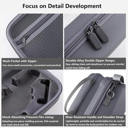 Travel Case for DJI OM 7P/OM7/OM8 - Portable Storage Bag Hardshell Carrying Case Fits DJI Osmo Mobile 7/7P /OM8 Smartphone Gimbal Stabilizer and Accessories(Grey)