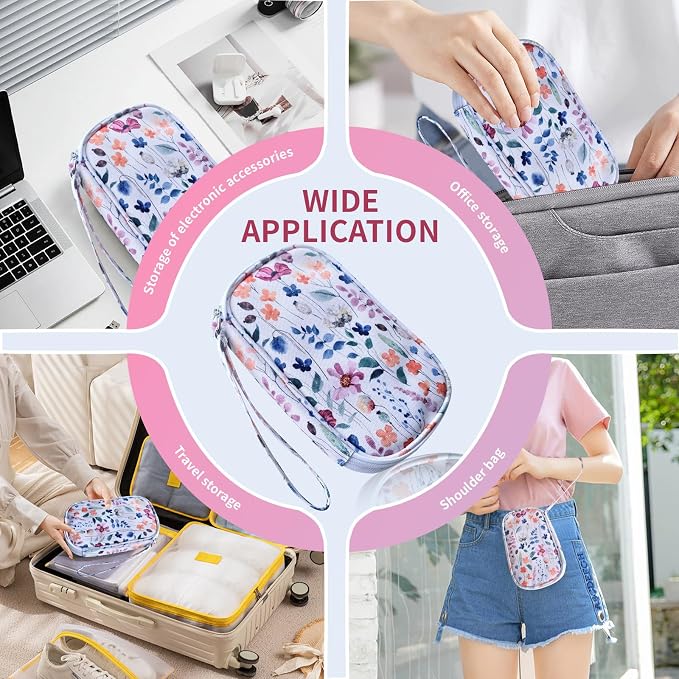 Electronics Organizer Travel Case, Cable Organizer Travel Essentials Tech Pouch,Suitable for Charger, Cable, Phone，Flash Drive,Bohemian leaves