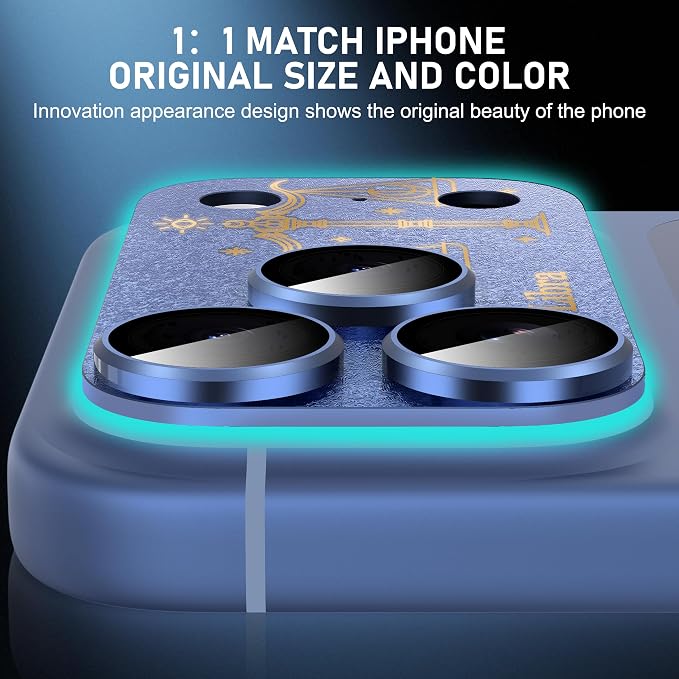 Compatible for iPhone 17 Pro Camera Lens Protector, Sagittarius Pattern, Drop Protection, Anti Scratch Full-Coverage, AR 360-Degree Protection, Camera Transmfttance HD, Easy Installation, Dark Blue