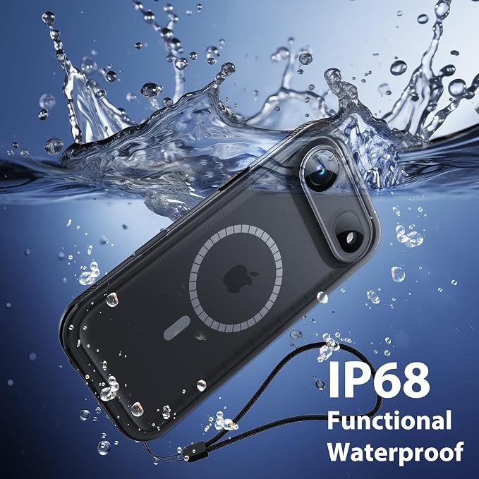 SPORTLINK for iPhone Air Waterproof Phone Case - Built in Screen Protector/Shockproof Compatible with MagSafe/Military Rugged/Dropproof/Dustproof/Heavy Duty, Full Body for iPhone Air 6.5 inch Black