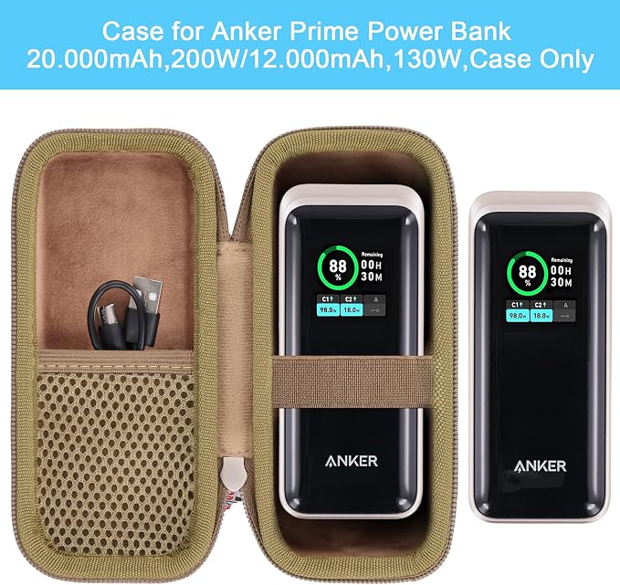 khanka Case for Anker Prime Power Bank 12000mAh 130W/20000mAh 200W,Case Only (Golden)