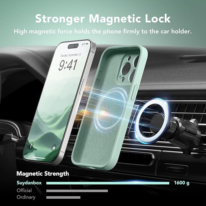 Magnetic for iPhone 13 Pro Case, Compatible with MagSafe, [Full Camera Protection][Screen Protector] Silicone Shockproof Protective Phone Case for iPhone 13 Pro 6.1", Mint