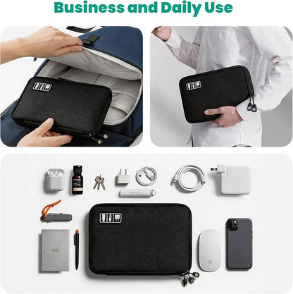 Cord Organizer Travel, Electronics Organizer Tech Pouch - Portable Cable Organizer Bag for Cords, Charger, Phone, SD Card, Power Bank for Travel & Daily Use -Purple Green