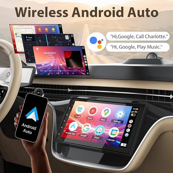 7 inch Car Stereo Double Din Radio with Carplay&Android Auto,Bluetooth,Channel RCA,Backup Camera,SWC,FM/AM|Apple Carplay Radio Screen for Car Audio Receivers|HD Touchscreen Car Audio Receivers