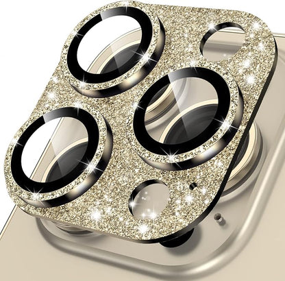 YWXTW for iPhone 14 Pro/iPhone 14 Pro Max Camera Lens Protector, [4TH Gen New Bling Design] Glitter Shiny Diamond Metal Ring Tempered Glass Back Camera Screen Protector Lens Cover (Gold)