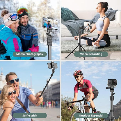 SENSYNE 72" Phone Tripod, Extendable Cell Phone Tripod Stand, Selfie Stick with Wireless Remote and Phone Holder, Compatible with iPhone Android Phone, Camera (Pack of 2)