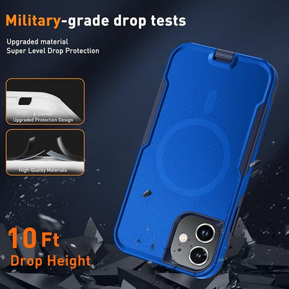 Xmon for iPhone 11 Magnetic Case [Compatible with MagSafe] Tempered Glass Screen Protector with Camera Lens Protector Phone Case Cover for Apple iPhone 11 (Magnetic Blue)