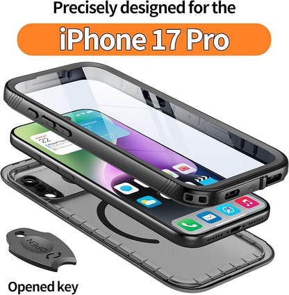 Cozycase for iPhone 17 Pro Waterproof Case Full-Body Bumper Shockproof Dustproof Cases with Built-in Screen Protector &Camera Control Compatible with MagSafe,Drop Proof 17P Cover Frosted Black