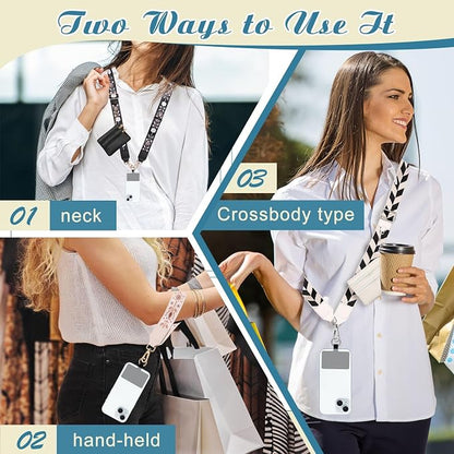 4Pcs Clip and Go Strap for Phone with Wallet Crossbody, Phone Strap with Zippered Pouch, Phone Strap with Wallet Can Be Held or Crossbody with 4 Colors