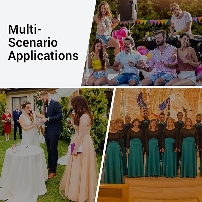 TONOR Wireless Microphones System with 4x10 Channels Cordless Handheld Microfono Inalambrico, UHF Mics with Stable Signal Transmission for Karaoke Singing Party Church Wedding 60 m/200ft Red
