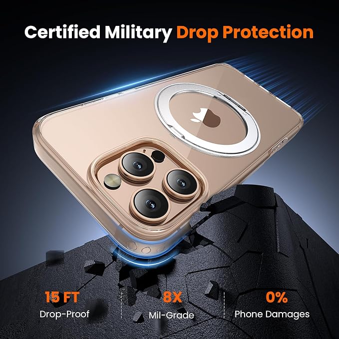 3 in 1 for iPhone 16 Pro Max Case Stand |Build in Kickstand,Screen Protector *1 & Camera Lens Protector*1, Not Yellowing, Fits MagSafe, Military-Grade Protection