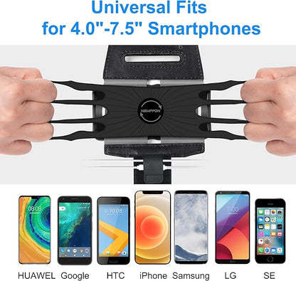 Detachable & 360° Rotatable Armband - Reflective Strap with Zipper Pocket Holder Bag - Compatible with iPhone 16 15 14 Pro Max Plus Samsung Galaxy Note for Running Workout Exercise Walking & Sports