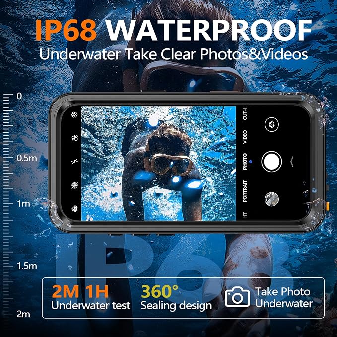xiwxi for iPhone 16 Plus Case Waterproof,[IP68 Underwater][Built-in Screen Protector & Camera Protector][15FT Military Dropproof][Dustproof] Full Body Shockproof Protective Phone Case 6.7" Black
