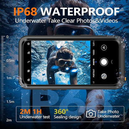 xiwxi for iPhone 16 Pro Case Waterproof,[IP68 Underwater][Built-in Screen Protector & Camera Protector][15FT Military Dropproof][Dustproof] Full Body Shockproof Protective Phone Case 6.3" Black