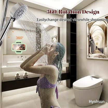 360° Rotatable Retractable Adjustable Shower Phone Case Holder,Anti-fog HD & sensitive screen ,Wall Mounted Phone Holder for Bathroom Mirror Bathtub Kitchen,Shower Accessories for 4-7" Phones (mint)