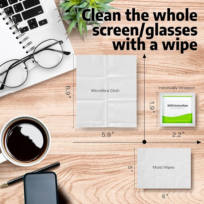 Screen Wipes Individually Wrapped, EOTW Pre-moistened Computer Phone Lens Cleaning Wipes for iPhone iPad Tablet PC Computer LED Screen, Pack of 400