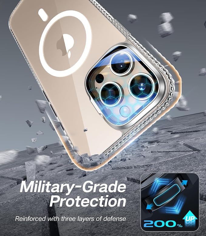 [Upgraded] for iPhone 16 Pro Max Case with Camera Cover Stand [Fit for MagSafe][9H Camera Lens Protector] Mil-Grade Protection Transparent Magnetic iPhone 16 Pro Max Phone Case, Clear