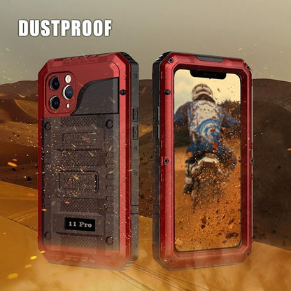 Mitywah Waterproof Case for iPhone 11 Pro, Heavy Duty Military Grade Shockproof Cover Built-in Screen Protection, Rugged Thick Full Body Protect Metal Case for iPhone 11 Pro, Red
