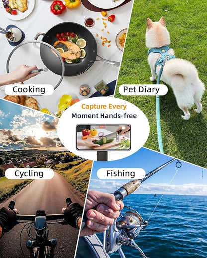 Magnetic Neck Phone Holder for Recording, Neck Mount Phone Holder for POV/Vlog/Video Content Creator/Ktichen, Hands Free Around Neck Mount for iPhone 17 16 15 14 13 12 Android Cell Phones