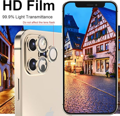 YWXTW [1 SET Camera Lens Protector Compatible with iPhone 12 Pro Max 6.7 inch, [Installation Tray] Aluminum Alloy Tempered Glass Camera Circle Cover