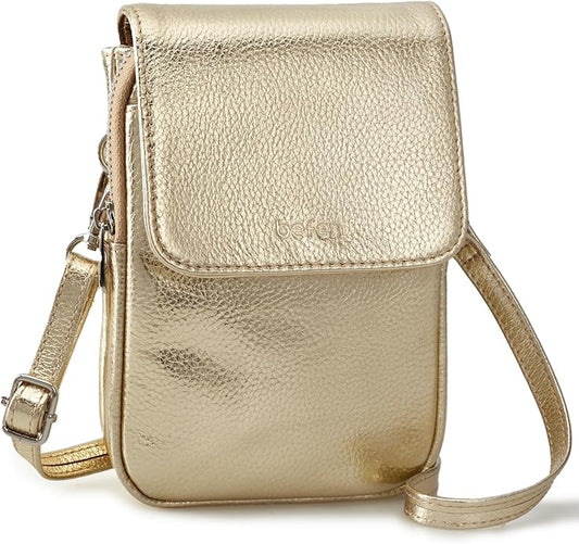 befen Genuine Leather Small Crossbody Bags for Women, Cell Phone Cross body Purse Bag with RFID Blocking Card Slots