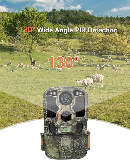 KJK Trail Camera WiFi 8K 84MP with 64GB Memory Card, Game Camera with Night Vision, 0.05s Trigger Motion Activated, IP67 Waterproof 130°Wide-Angle 42pcs No Glow Infrared LEDs for Wildlife Monitoring
