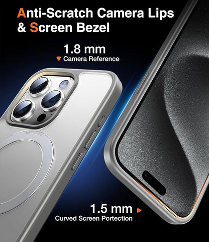 Chicfun 3-in-1 [Magnetic+Kickstand+Ring Holder] for iPhone 15 Pro Max Case Stand Ring Holder Compatible with MagSafe, Military Shockproof Protective Matte iPhone 15 Pro Max Phone Case Kickstand Cover