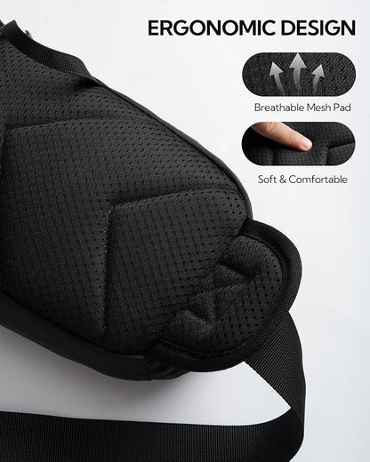 WATERFLY Fanny Pack Waist Bag: Hiking Water Bottle Holder with Strap Waist Pack for Women Men Hydration Hip Packs for Running Walking Traveling-Black