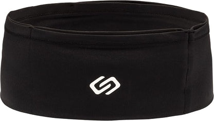 Sporteer VersaMax Anti-Theft Running Belt - Secure Double-Flap Waist Pack - Fits All Mobile Phones - Pickpocket-Proof Travel Money Belt & Medical Device Holder - Premium Nylon Spandex (Black, Medium)