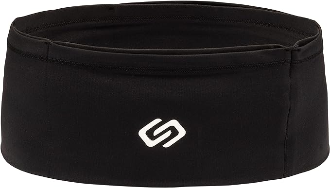Sporteer VersaMax Anti-Theft Running Belt - Secure Double-Flap Waist Pack - Fits All Mobile Phones - Pickpocket-Proof Travel Money Belt & Medical Device Holder - Premium Nylon Spandex (Black, Small)