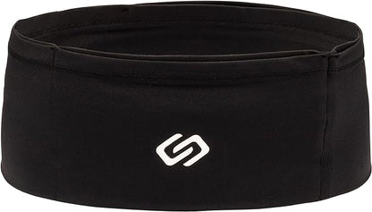 Sporteer VersaMax Anti-Theft Running Belt - Secure Double-Flap Waist Pack - Fits All Mobile Phones - Pickpocket-Proof Travel Money Belt & Medical Device Holder - Premium Nylon Spandex (Black, XS)
