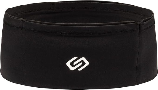 Sporteer VersaMax Anti-Theft Running Belt - Secure Double-Flap Waist Pack - Fits All Mobile Phones - Pickpocket-Proof Travel Money Belt & Medical Device Holder - Premium Nylon Spandex (Black, XS)
