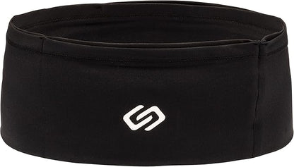Sporteer VersaMax Anti-Theft Running Belt - Secure Double-Flap Waist Pack - Fits All Mobile Phones - Pickpocket-Proof Travel Money Belt & Medical Device Holder - Premium Nylon Spandex (Black, Large)