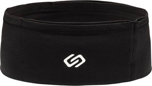 Sporteer VersaMax Anti-Theft Running Belt - Secure Double-Flap Waist Pack - Fits All Mobile Phones - Pickpocket-Proof Travel Money Belt & Medical Device Holder - Premium Nylon Spandex (Black, Large)