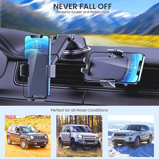 Car Phone Holder Mount Phone Mount for Car Cell Phone Holder Car Universal Phone Stand for Car Dashboard Windshield Vent Cell Phone Automobile Cradles Fit Camera Mount