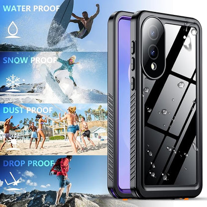 SPIDERCASE for Samsung Galaxy S25 Edge Case Waterproof, Built-in Screen&Camera Lens Protector, [IP68 Underwater][12FT Military Grade Shockproof] Phone Case, Purple/Clear